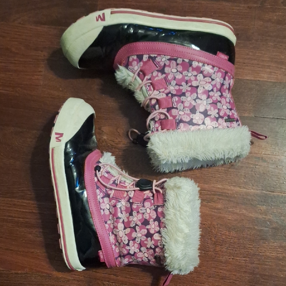 Merrell Pink Floral Kids Snow Boots